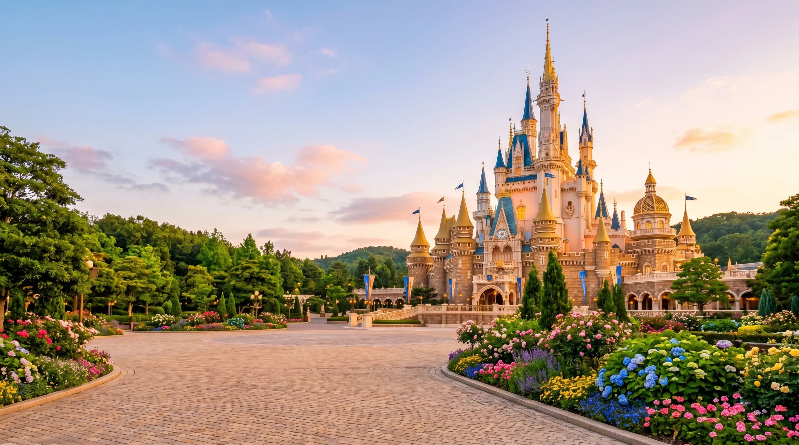 Família caminhando em direção ao castelo da Cinderela no Magic Kingdom